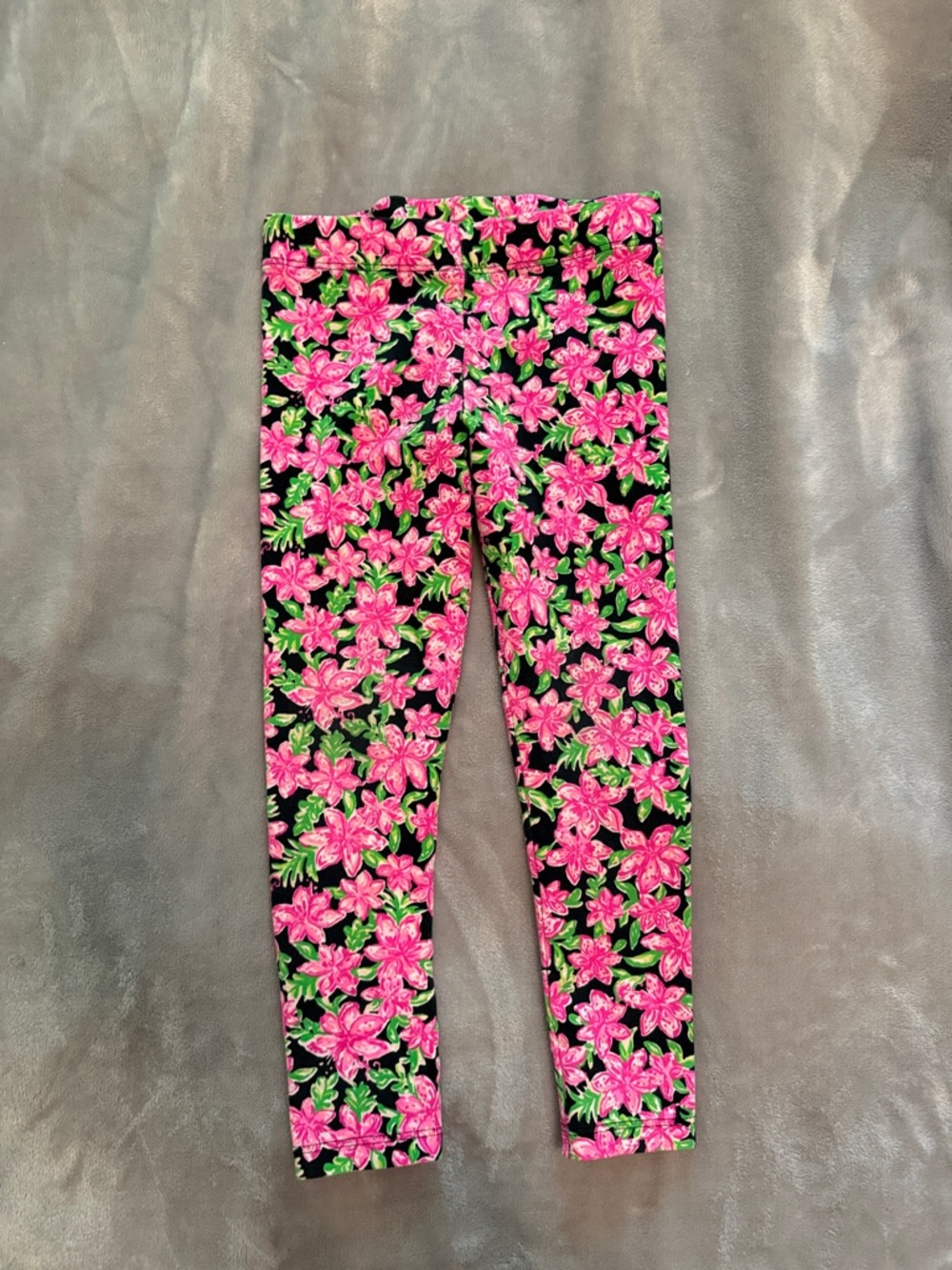Lilly Pulitzer Black Leggings with Pink Floral Print